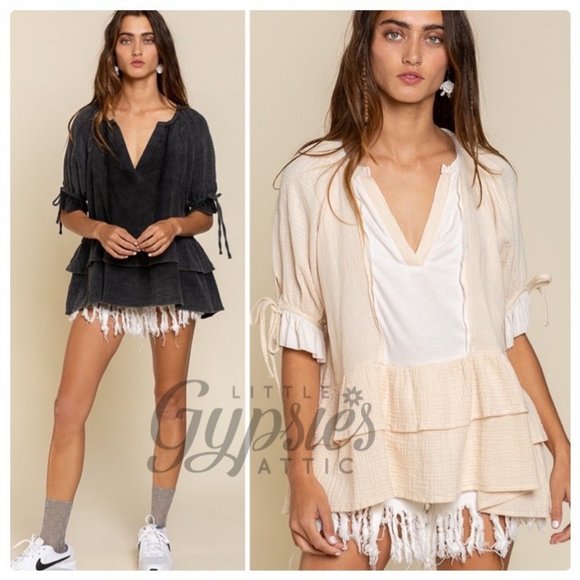 POL Emerald Sage Bohemian Tunic Top - Picture 10 of 14